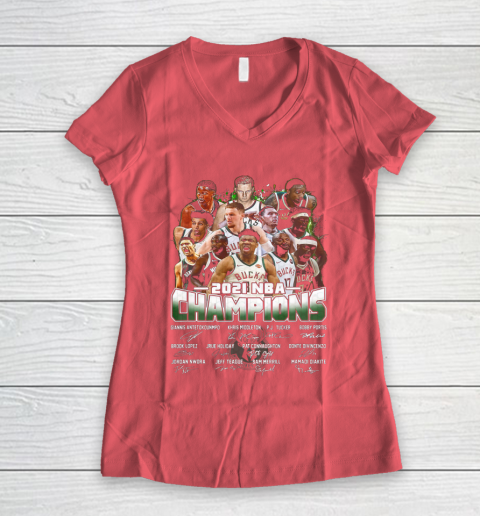 Milwaukee Bucks Championship shirt Milwaukee Basketball Bucks Finals 2021 Women's V-Neck T-Shirt 4