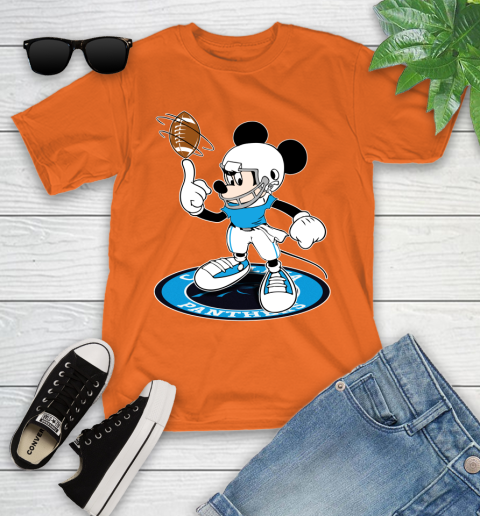 NFL Football Carolina Panthers Cheerful Mickey Disney Shirt Youth T-Shirt 7