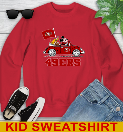 NFL Football San Francisco 49ers Pluto Mickey Driving Disney Shirt Youth Sweatshirt 8