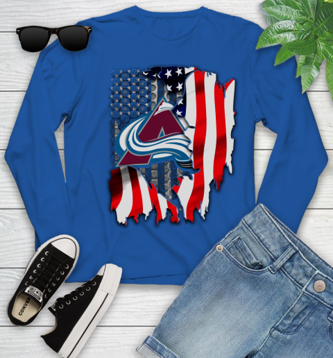 Colorado Avalanche NHL Hockey American Flag Youth Long Sleeve - Image 11