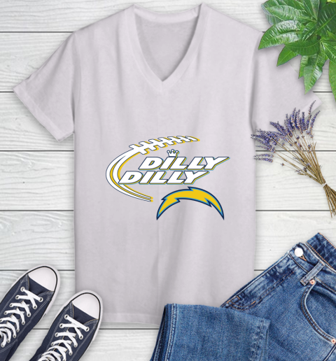 NFL Los Angeles Chargers Dilly Dilly Football Sports Women's V-Neck T-Shirt