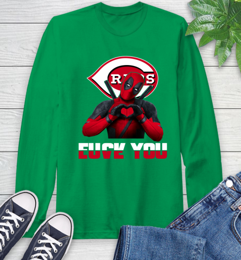 MLB Cincinnati Reds Deadpool Love You Fuck You Baseball Sports Long Sleeve T-Shirt 8