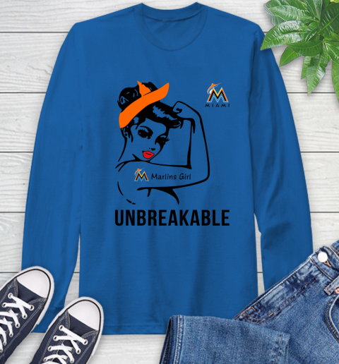 MLB Miami Marlins Girl Unbreakable Baseball Sports Long Sleeve T-Shirt 7