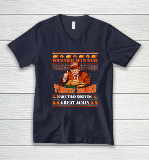 Trump Winner Funny Winner Turkey Dinner Thanksgiving Ugly V-Neck T-Shirt 2