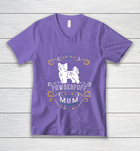 Dog Mom Shirt Powderpuff Mom Chinese Crested Dog V-Neck T-Shirt 8