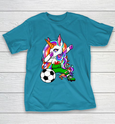 Dabbing Unicorn Wales Soccer Fan Jersey Welsh Football Lover T-Shirt 20