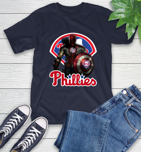 MLB Captain America Thor Spider Man Hawkeye Avengers Endgame Baseball Philadelphia Phillies T-Shirt 4