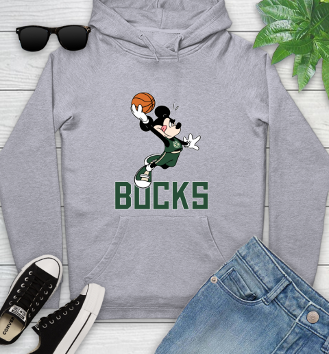 NBA Basketball Milwaukee Bucks Cheerful Mickey Mouse Shirt Youth Hoodie 6