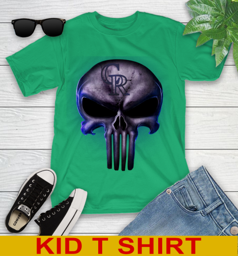 Colorado Rockies MLB Baseball Punisher Skull Sports Youth T-Shirt 7