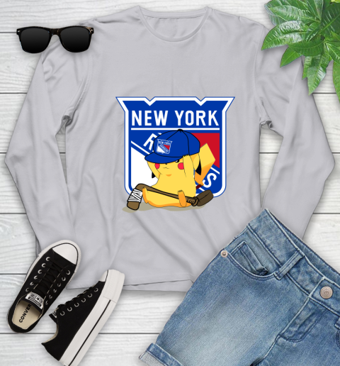 NHL Pikachu Hockey Sports New York Rangers Youth Long Sleeve 5
