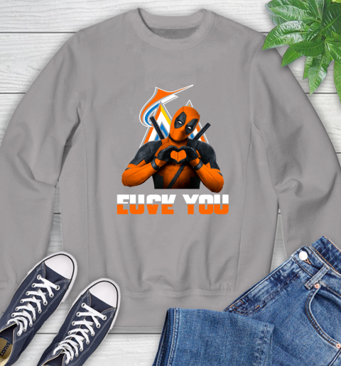 MLB Miami Marlins Deadpool Love You Fuck You Baseball Sports Sweatshirt 5
