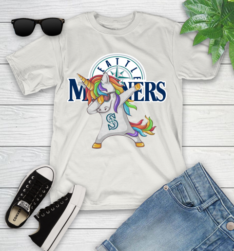 Seattle Mariners MLB Baseball Funny Unicorn Dabbing Sports Youth T-Shirt 12