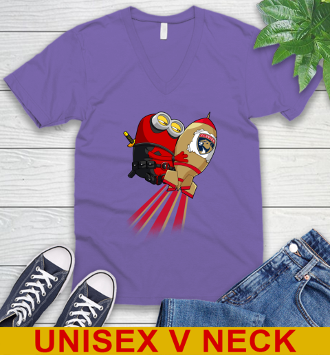 NHL Hockey Florida Panthers Deadpool Minion Marvel Shirt V-Neck T-Shirt 8