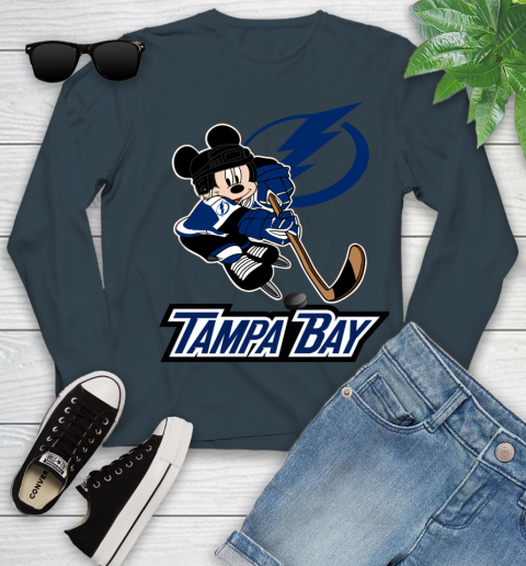 NHL Tampa Bay Lightning Mickey Mouse Disney Hockey T Shirt Youth Long Sleeve 8