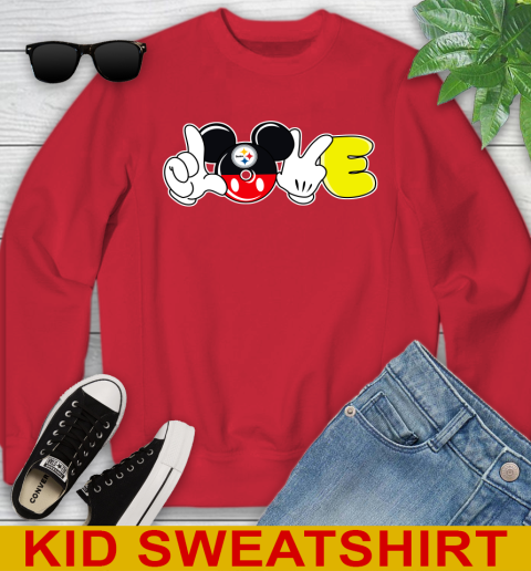 Pittsburgh Steelers NFL Football Love Mickey Disney Sports Youth Sweatshirt 8