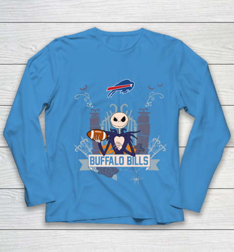 NFL Buffalo Bills Football Jack Skellington Halloween Youth Long Sleeve 5