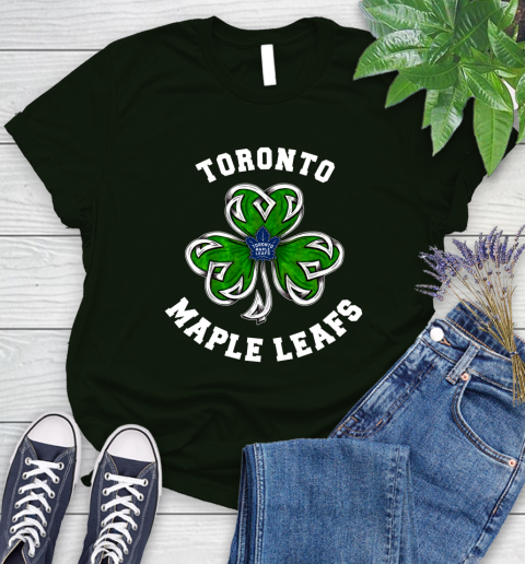 NHL Toronto Maple Leafs Three Leaf Clover St Patrick's Day Hockey Sports Women's T-Shirt 6