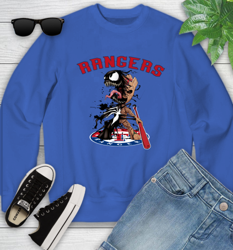 MLB Texas Rangers Baseball Venom Groot Guardians Of The Galaxy Youth Sweatshirt 8