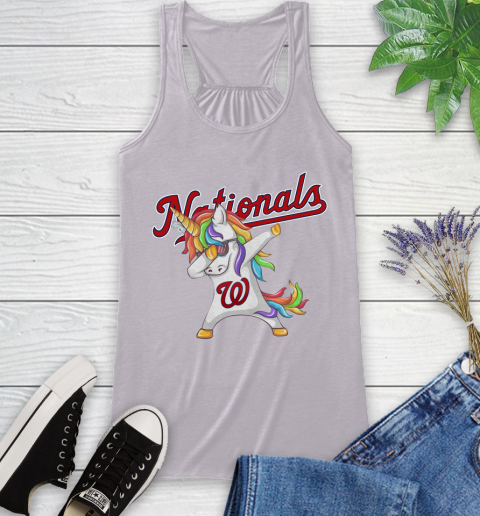 Washington Nationals MLB Baseball Funny Unicorn Dabbing Sports Racerback Tank 5