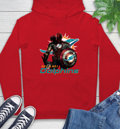 NFL Captain America Thor Spider Man Hawkeye Avengers Endgame Football Miami Dolphins Hoodie 10