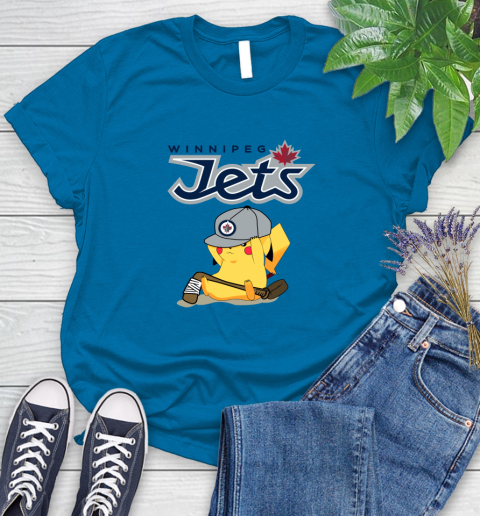 NHL Pikachu Hockey Sports Winnipeg Jets Women's T-Shirt 7