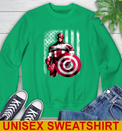 Portland Trail Blazers NBA Basketball Captain America Marvel Avengers American Flag Shirt Sweatshirt 8