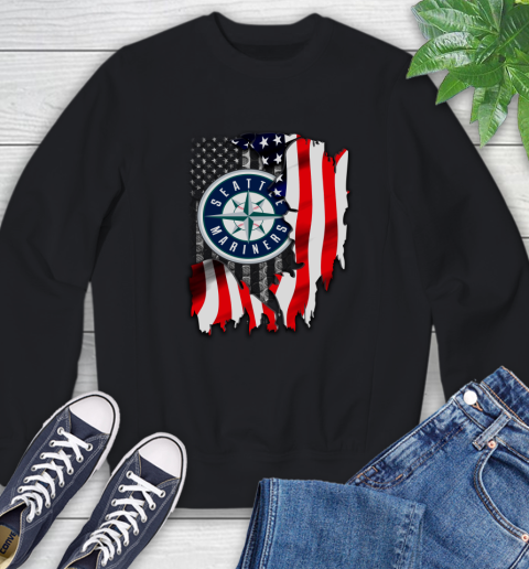 Seattle Mariners MLB Baseball American Flag Sweatshirt