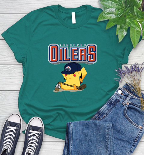 NHL Pikachu Hockey Sports Edmonton Oilers Women's T-Shirt 12