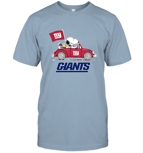 Snoopy And Woodstock Ride The New York Giants Car NFL Unisex Jersey Tee