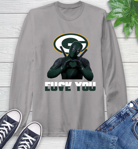 NHL Green Bay Packers Deadpool Love You Fuck You Football Sports Long Sleeve T-Shirt 6