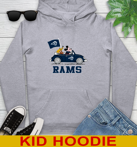 NFL Football Los Angeles Rams Pluto Mickey Driving Disney Shirt Youth Hoodie 6