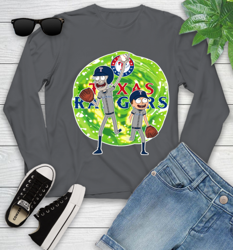 MLB Texas Rangers Rick And Morty Baseball Sports Youth Long Sleeve 8