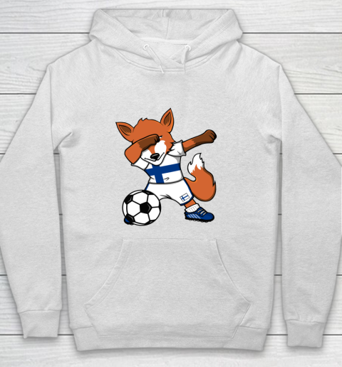 Dabbing Fox Finland Soccer Fan Jersey Finnish Football Lover Hoodie