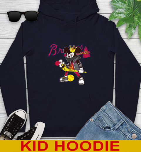 Atlanta Braves MLB Baseball Mickey Peace Sign Sports Youth Hoodie 4