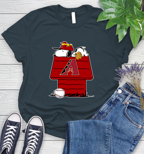 MLB Arizona Diamondbacks Snoopy Woodstock The Peanuts Movie Baseball T Shirt Women's T-Shirt 8