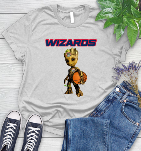 Washington Wizards NBA Basketball Groot Marvel Guardians Of The Galaxy Women's T-Shirt