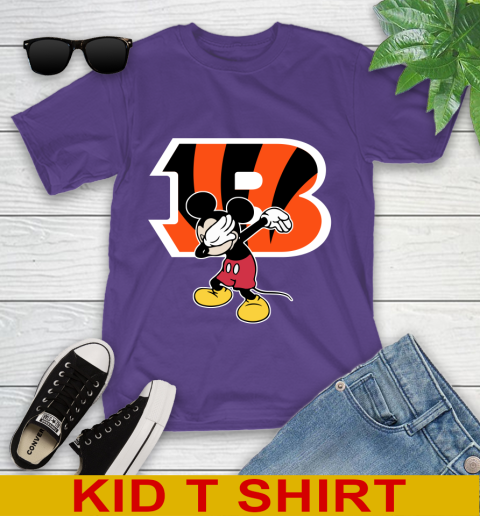 Cincinnati Bengals NFL Football Dabbing Mickey Disney Sports Youth T-Shirt 4