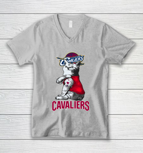 NBA Basketball My Cat Loves Cleveland Cavaliers V-Neck T-Shirt 3