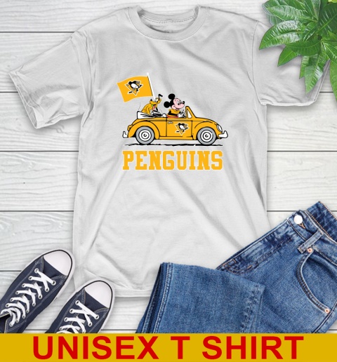NHL Hockey Pittsburgh Penguins Pluto Mickey Driving Disney Shirt T-Shirt