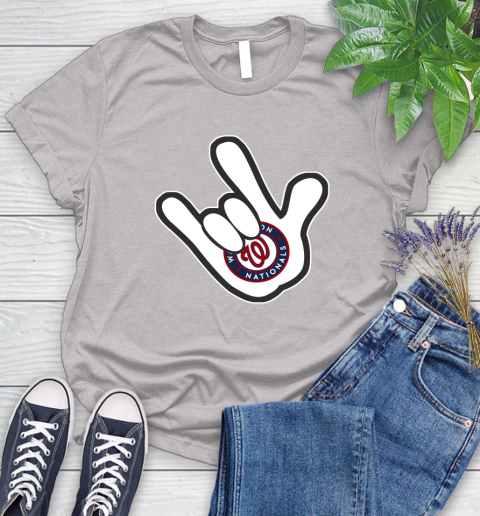 Washington Nationals MLB Baseball Mickey Rock Hand Disney Women's T-Shirt 10