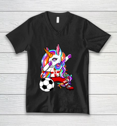 Dabbing Unicorn Northern Ireland Soccer Fans Jersey Football V-Neck T-Shirt