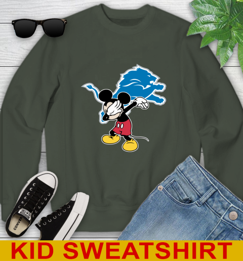 Detroit Lions NFL Football Dabbing Mickey Disney Sports Youth Sweatshirt 9