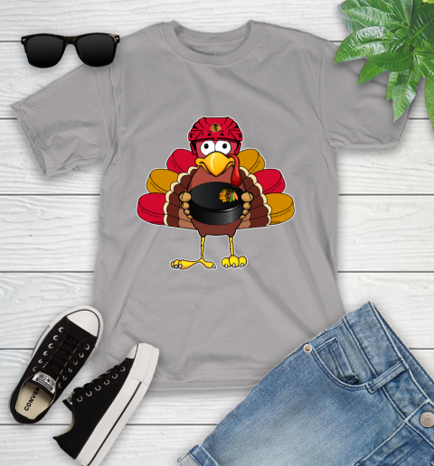 Chicago Blackhawks Turkey Thanksgiving Day Youth T-Shirt 4