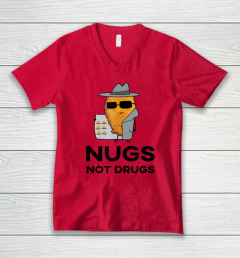 Funny Chicken Nuggets  Nugs Not Drugs V-Neck T-Shirt 3