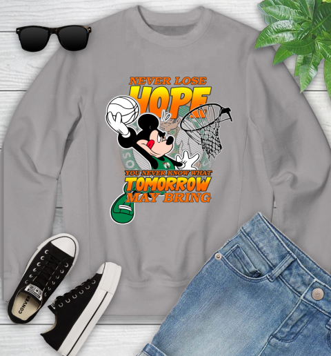 Boston Celtics NBA Basketball Mickey Disney Never Lose Hope Youth Sweatshirt 3