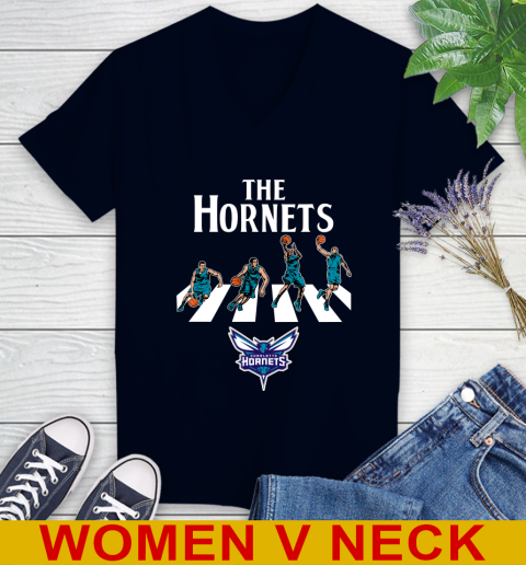 NBA Basketball Charlotte Hornets The Beatles Rock Band Shirt Women's V-Neck T-Shirt 2