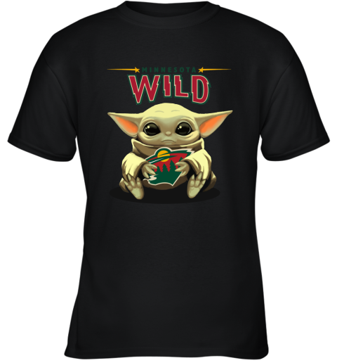 Baby Yoda Hugs The Minnesota Wild Ice Hockey Youth T-Shirt