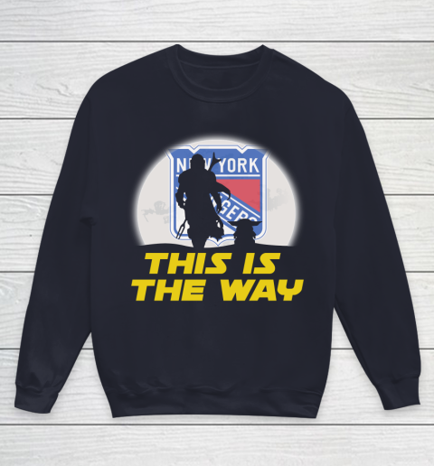 New York Rangers NHL Ice Hockey Star Wars Yoda And Mandalorian This Is The Way Youth Sweatshirt 2