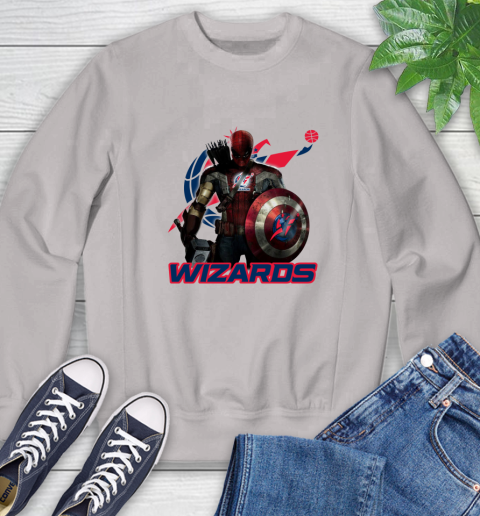 Washington Wizards NBA Basketball Captain America Thor Spider Man Hawkeye Avengers Sweatshirt 12