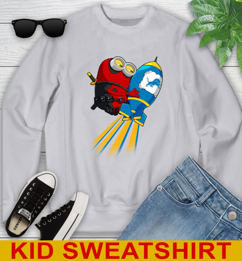 NFL Football Detroit Lions Deadpool Minion Marvel Shirt Youth Sweatshirt 3